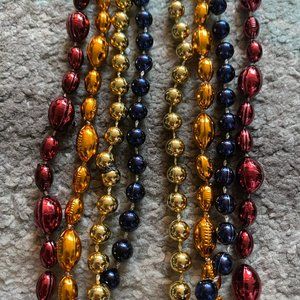NEW Set of 4 Red, Orange, Gold, Navy Blue Football Mardi Gras Beads